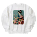 MistyStarkの着物女性の切り絵アート　―　Kimono woman paper-cutting art　ー Heavyweight Crew Neck Sweatshirt