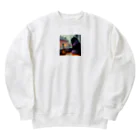 momonekokoの雨とギターと猫 Heavyweight Crew Neck Sweatshirt