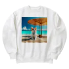 猫と紡ぐ物語の南国の海で一時のバカンスを楽しむ Heavyweight Crew Neck Sweatshirt