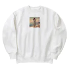 inuneko2004の海辺の女の子 Heavyweight Crew Neck Sweatshirt