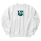 海の幸のカリブ海と船 Heavyweight Crew Neck Sweatshirt