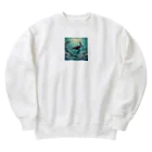 海の幸のウミガメと水流 Heavyweight Crew Neck Sweatshirt