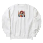 yukatagirlsの元気いっぱいの浴衣姿の女子高生 Heavyweight Crew Neck Sweatshirt