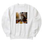 癒しの時間のかわいい三毛猫グッズ Heavyweight Crew Neck Sweatshirt