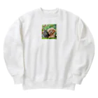 hachitaroのうさぎのネザーランドドワーフと犬のトイプードル Heavyweight Crew Neck Sweatshirt