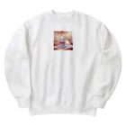 Yukari3977のリボンをつけた白猫ちゃん Heavyweight Crew Neck Sweatshirt