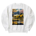 JapanCarStyleの黄色いスポーツカーと日本の風景3 Heavyweight Crew Neck Sweatshirt