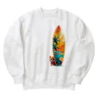 Mellow-Skyのひょっこり猫サーファー Heavyweight Crew Neck Sweatshirt