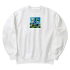 Chihiro0318の水色に舞う美しい蝶々 Heavyweight Crew Neck Sweatshirt