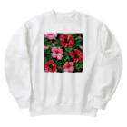 オンラインショップイエローリーフの赤色の花ハイビスカス Heavyweight Crew Neck Sweatshirt