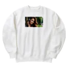 moesoraの音楽を聴く女性 Heavyweight Crew Neck Sweatshirt