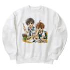 可愛い男の子イラスト販売所　By,keicyanの男の子　中学1年生　美術部 Heavyweight Crew Neck Sweatshirt