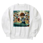 可愛い男の子イラスト販売所　By,keicyanの男の子　中学1年生　卓球部 Heavyweight Crew Neck Sweatshirt