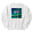 chan-takehaniのオーロラと花火の競演 Heavyweight Crew Neck Sweatshirt