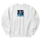 フルヤの宇宙で漂う宇宙飛行猫 Heavyweight Crew Neck Sweatshirt