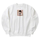 波にのるくまたんショップ62号店81番通りの空手をしている女の子 Heavyweight Crew Neck Sweatshirt