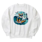 コーギーハウス〜ときどき柴・猫〜のサーファーコーギー Heavyweight Crew Neck Sweatshirt