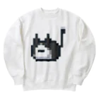 ねこさん爆発パラダイス暗黒神城正門前店のハチワレねこさんドット（ファビコン）  Heavyweight Crew Neck Sweatshirt