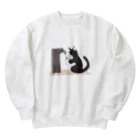 #保護猫カフェひだまり号の手洗い猫 Heavyweight Crew Neck Sweatshirt