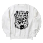 Cɐkeccooのうさぎのラビ‐キラキラサーカス-モノクロ Heavyweight Crew Neck Sweatshirt