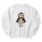 amyu-k フクロウセンターのマチコ巻きメンフクロウ Heavyweight Crew Neck Sweatshirt