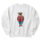 papiko くまさんの洋服を着てお出かけするクマさん　あか　シンプル Heavyweight Crew Neck Sweatshirt