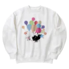 イラスト MONYAAT のくろねこの風船の種*A Heavyweight Crew Neck Sweatshirt