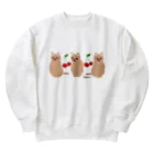 虹色PLUSのおすましキュートな猫ちゃんとサクランボ ブラウンラー Heavyweight Crew Neck Sweatshirt