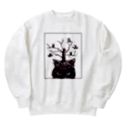 ブティック萌の猫とフクロウ Heavyweight Crew Neck Sweatshirt