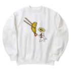 楽猫楽描しげ屋の大きなエビフライを返せ Heavyweight Crew Neck Sweatshirt