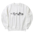 はんこや　ののの並ぶ古代生物たち（短い版） Heavyweight Crew Neck Sweatshirt