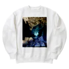 旨味教授といちごもちぷりんの鍾乳洞の青いハート Heavyweight Crew Neck Sweatshirt