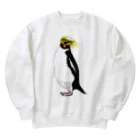 LalaHangeulの　風に吹かれるイワトビペンギンさん(文字無しバージョン Heavyweight Crew Neck Sweatshirt