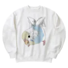 まめるりはことりのご機嫌羽セキセイインコちゃん【まめるりはことり】 Heavyweight Crew Neck Sweatshirt