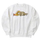 サトウノリコ*のピスピスゆーて寝るネコ【キジトラ】 Heavyweight Crew Neck Sweatshirt