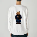 ことぷん の こぜにかせぎのはとふろーれん背面 Heavyweight Crew Neck Sweatshirt