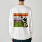 らくがき子さんのものづくり工房の夕日とトリたち Heavyweight Crew Neck Sweatshirt