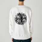 熱帯デザイン.com@SUZURIの【サークルロゴ2】AGLAONEMA PICTUM　モノクロ（アグラオネマピクタム）BLACK Heavyweight Crew Neck Sweatshirt