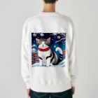 トカゲの猫浮き絵（冬） Heavyweight Crew Neck Sweatshirt