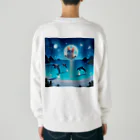 猫と紡ぐ物語のイルカと猫が海を共に泳ぐ異種間の絆が存在 Heavyweight Crew Neck Sweatshirt