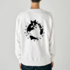 コチ(ボストンテリア)のバックプリント:ボストンテリア(地球モノクロ)[v2.8k] Heavyweight Crew Neck Sweatshirt