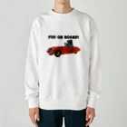 犬グッズの店しえるぶるーのレーシングカーに乗った黒パグ Heavyweight Crew Neck Sweatshirt