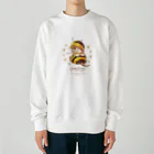 カワウソとフルーツのBaby Otters Honey（文字茶色） Heavyweight Crew Neck Sweatshirt