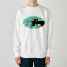 Kaeru Craftのベストフレンド ネコ丸とネズミ(グリーン) Heavyweight Crew Neck Sweatshirt