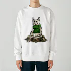 犬グッズの店しえるぶるーのマフラーを着けたフレンチブルドッグ　クリーム Heavyweight Crew Neck Sweatshirt