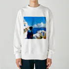 midjourney_travelerのサントリーニ島 Heavyweight Crew Neck Sweatshirt