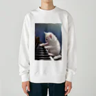 しき設計のピアノで遊ぶ子猫 Heavyweight Crew Neck Sweatshirt