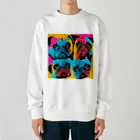 TakashiSのsurprised face pug Heavyweight Crew Neck Sweatshirt