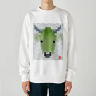 bonnylochの丑-lightGreen_青海波＠ブロックイラスト Heavyweight Crew Neck Sweatshirt