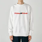 B-damaFriendオリジナルグッズのビー玉フレンド 猫&ロゴ2 Heavyweight Crew Neck Sweatshirt